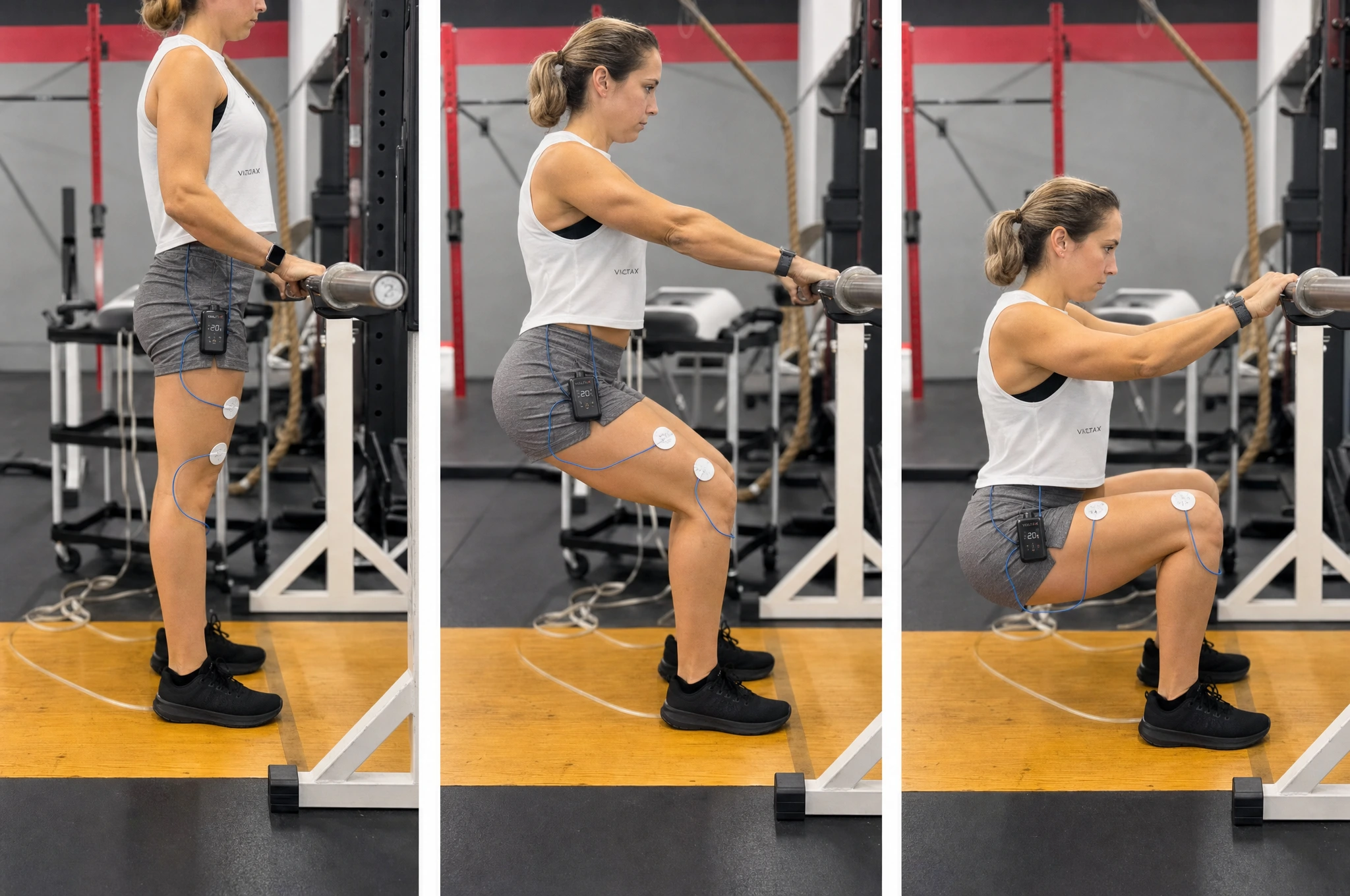 Assisted squat variation using a chair for support during early ACL recovery isometric work